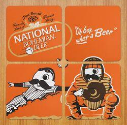 Bohtimore Baseball - National Bohemian (Orange) / 4-Piece Cork Coaster Set - Route One Apparel