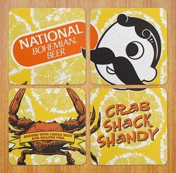 Crab Shack Shandy - National Bohemian (Yellow) / 4-Piece Cork Coaster Set - Route One Apparel