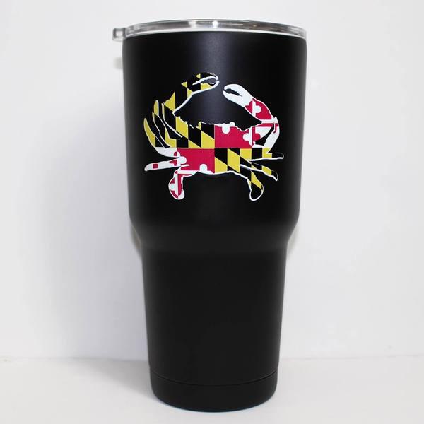 Maryland Full Flag Crab (Black) / Large Tumbler - Route One Apparel