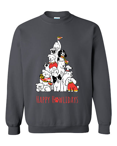 Happy Howlidays (Grey) / Crew Sweatshirt - Route One Apparel