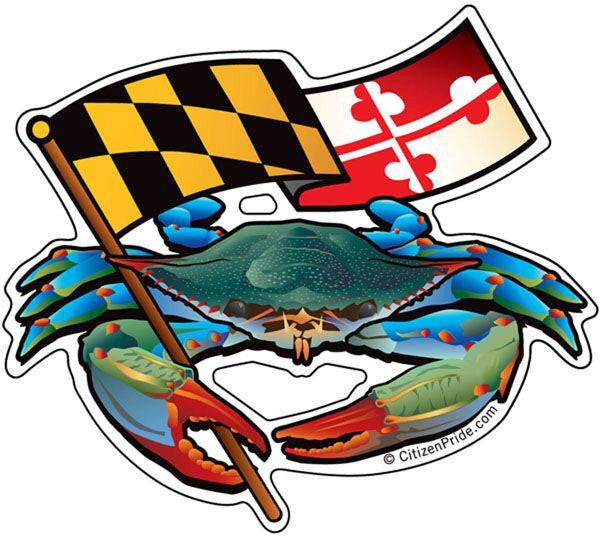 Blue Crab & Waving Flag / Sticker - Route One Apparel