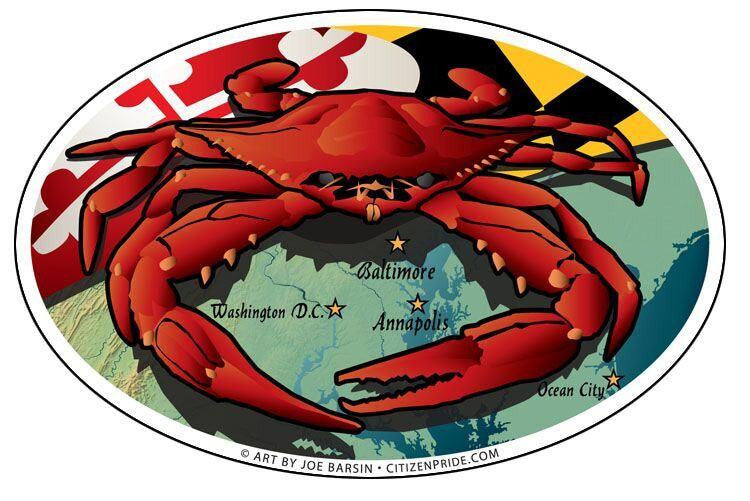 Maryland Flag & Red Crab / Sticker - Route One Apparel