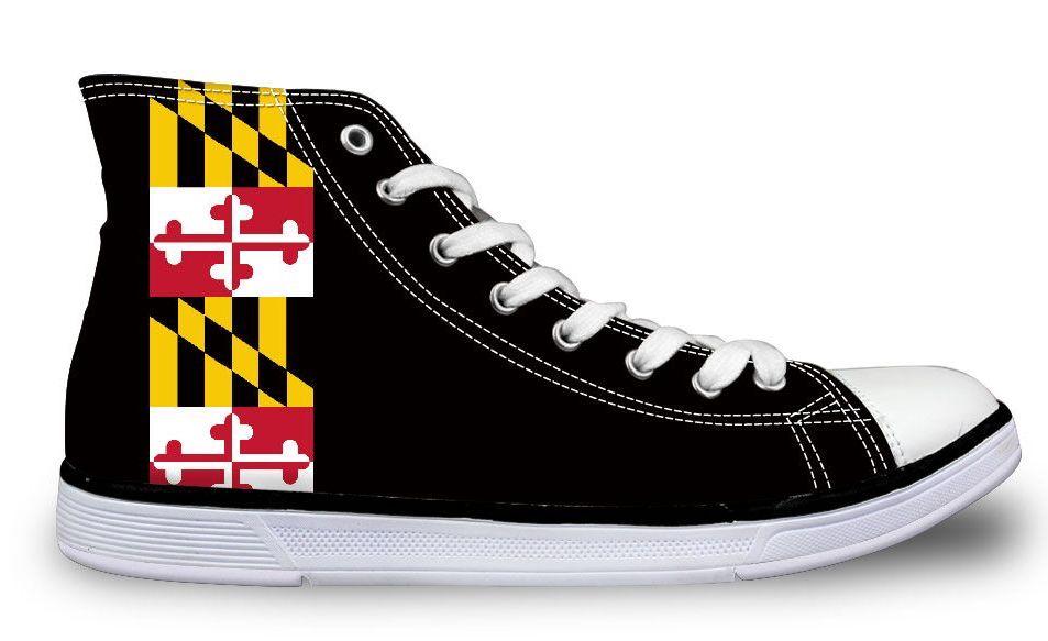 Maryland Flag Stripe (Black) Hightop / Shoes - Route One Apparel