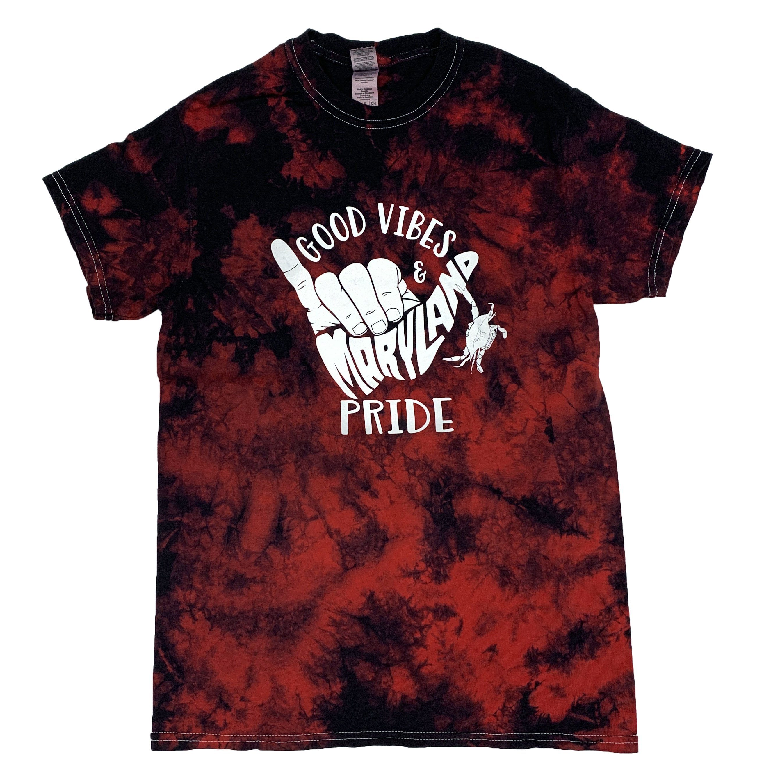 Good Vibes & Maryland Pride (Red & Black Tie Dye) / Shirt - Route One Apparel