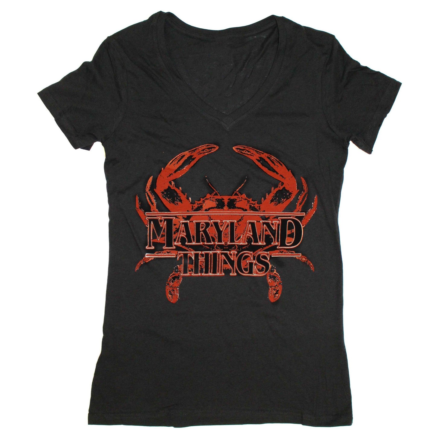 Maryland Things (Black) / Ladies V-Neck Shirt - Route One Apparel