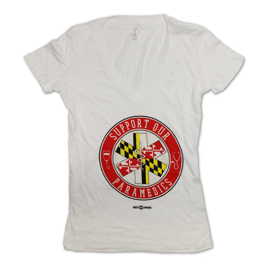Support Our Maryland Paramedics / Ladies Sporty V-Neck Shirt - Route One Apparel