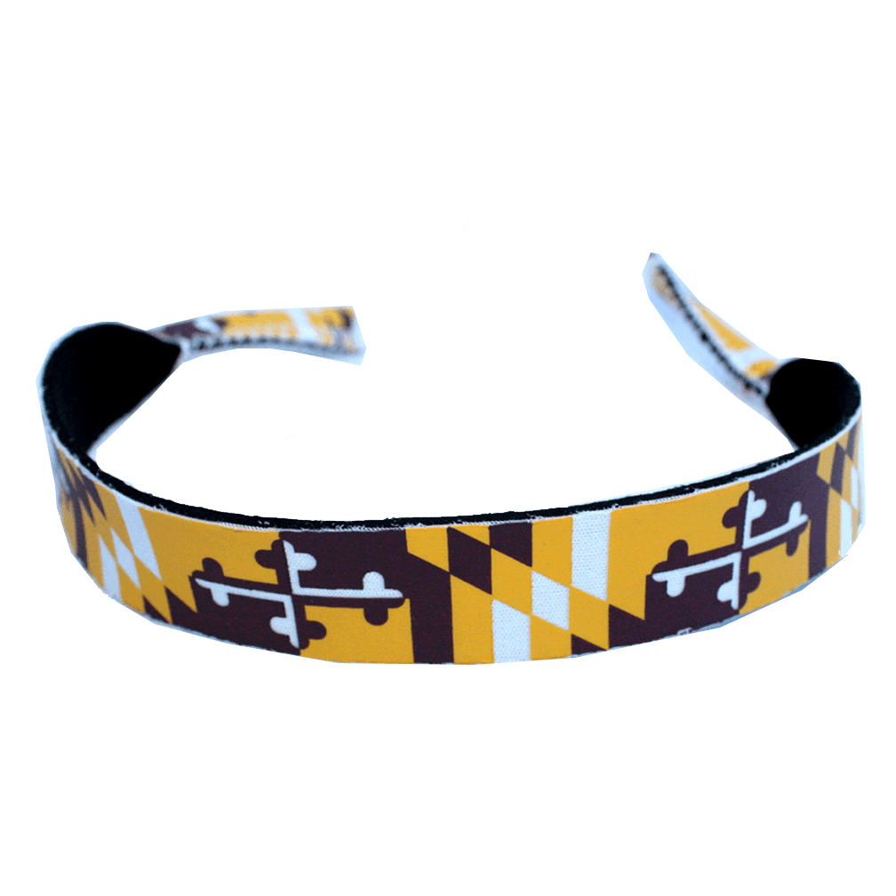 Burgundy & Gold Maryland Flag / Neoprene Sunglass Strap - Route One Apparel