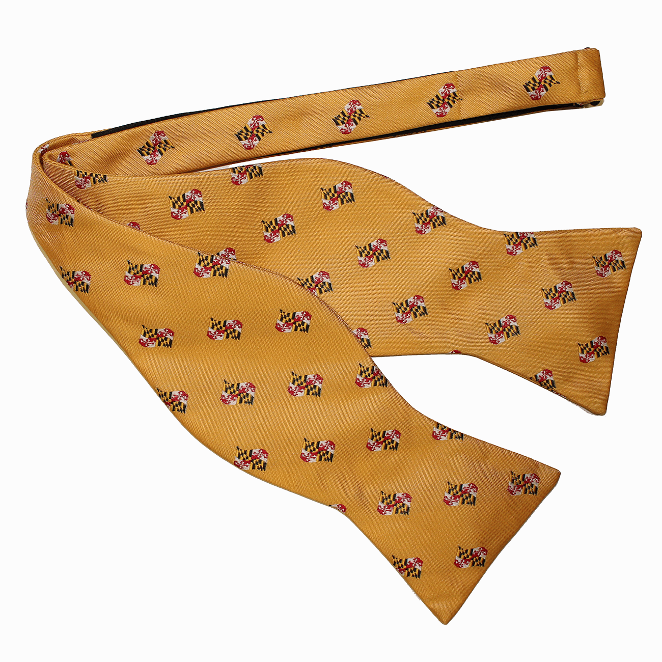 Embroidered Waving Maryland Flag (Gold) / Self-Tie Bowtie - Route One Apparel
