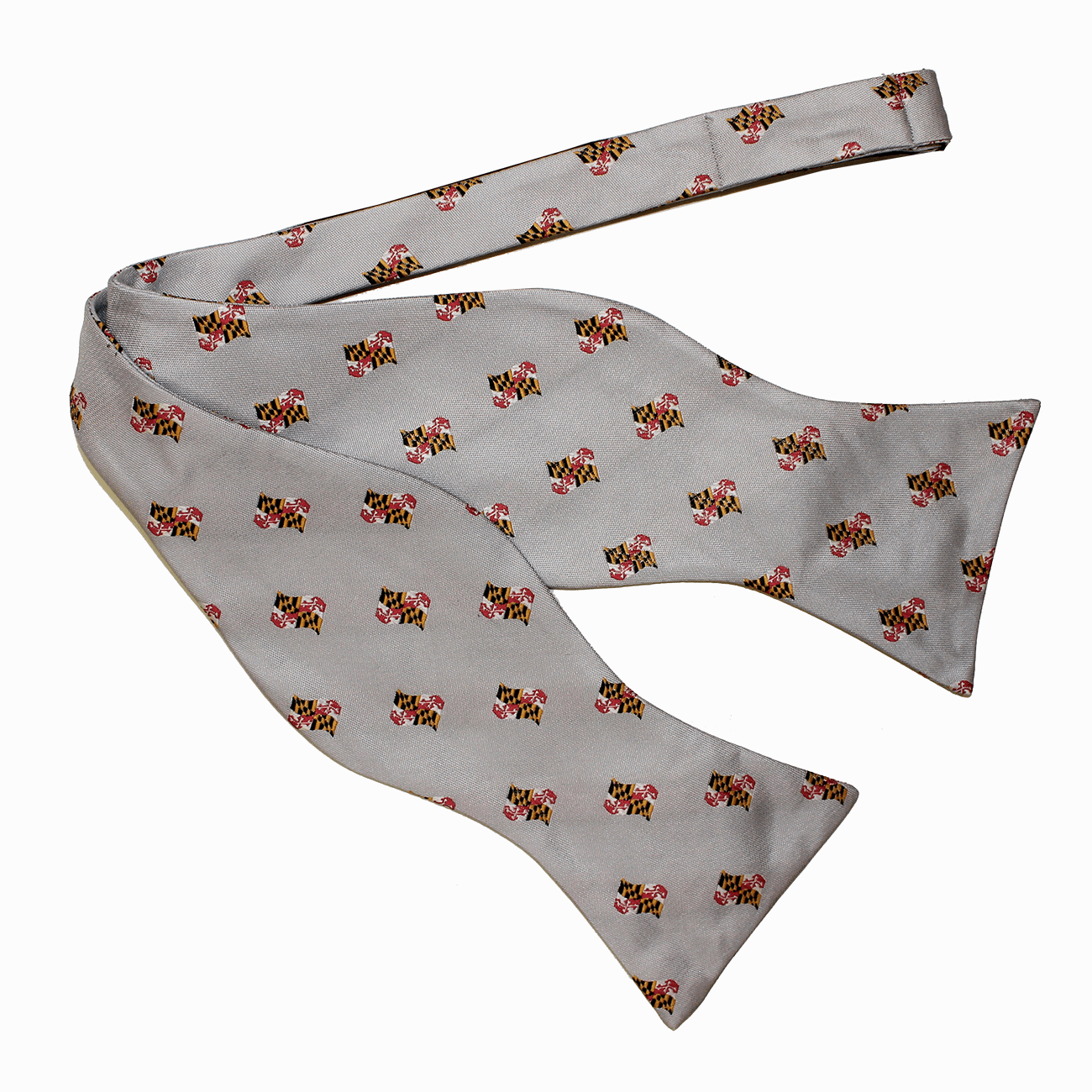 Embroidered Waving Maryland Flag (Silver) / Self-Tie Bowtie - Route One Apparel