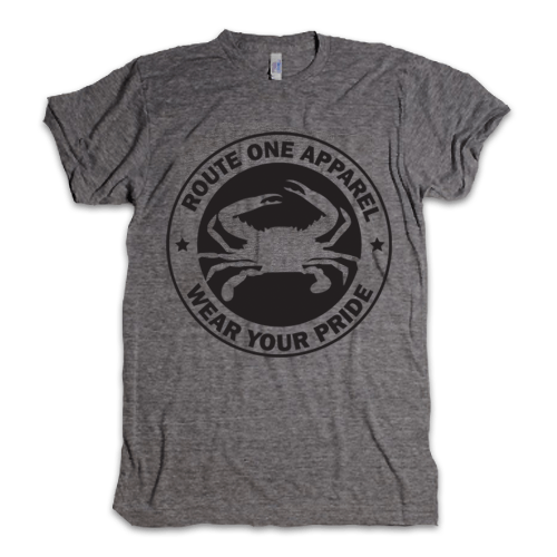 Grey & Black Route One Crab Shield / Shirt - Route One Apparel