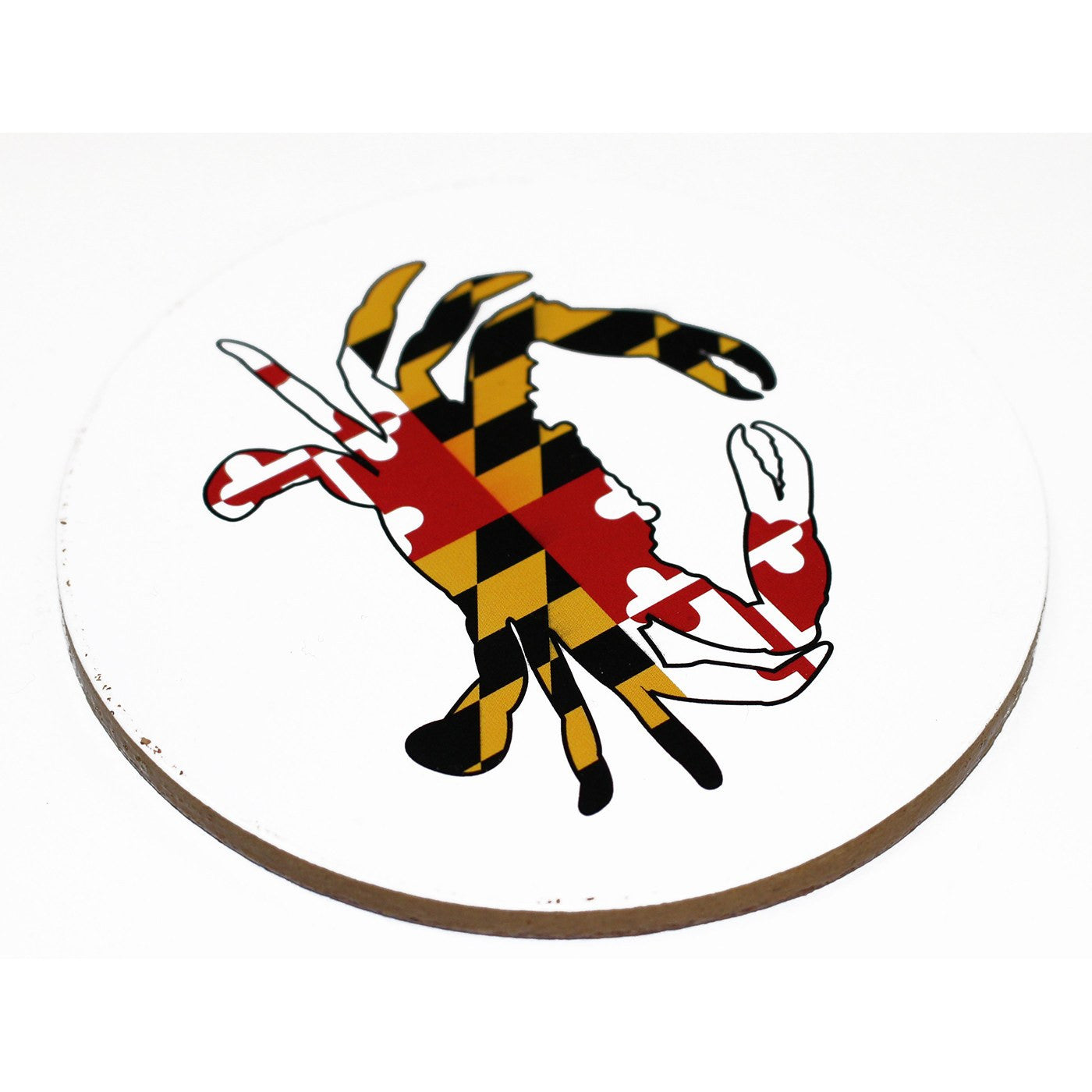 Maryland Full Flag Crab (White) / Cork Coaster - Route One Apparel
