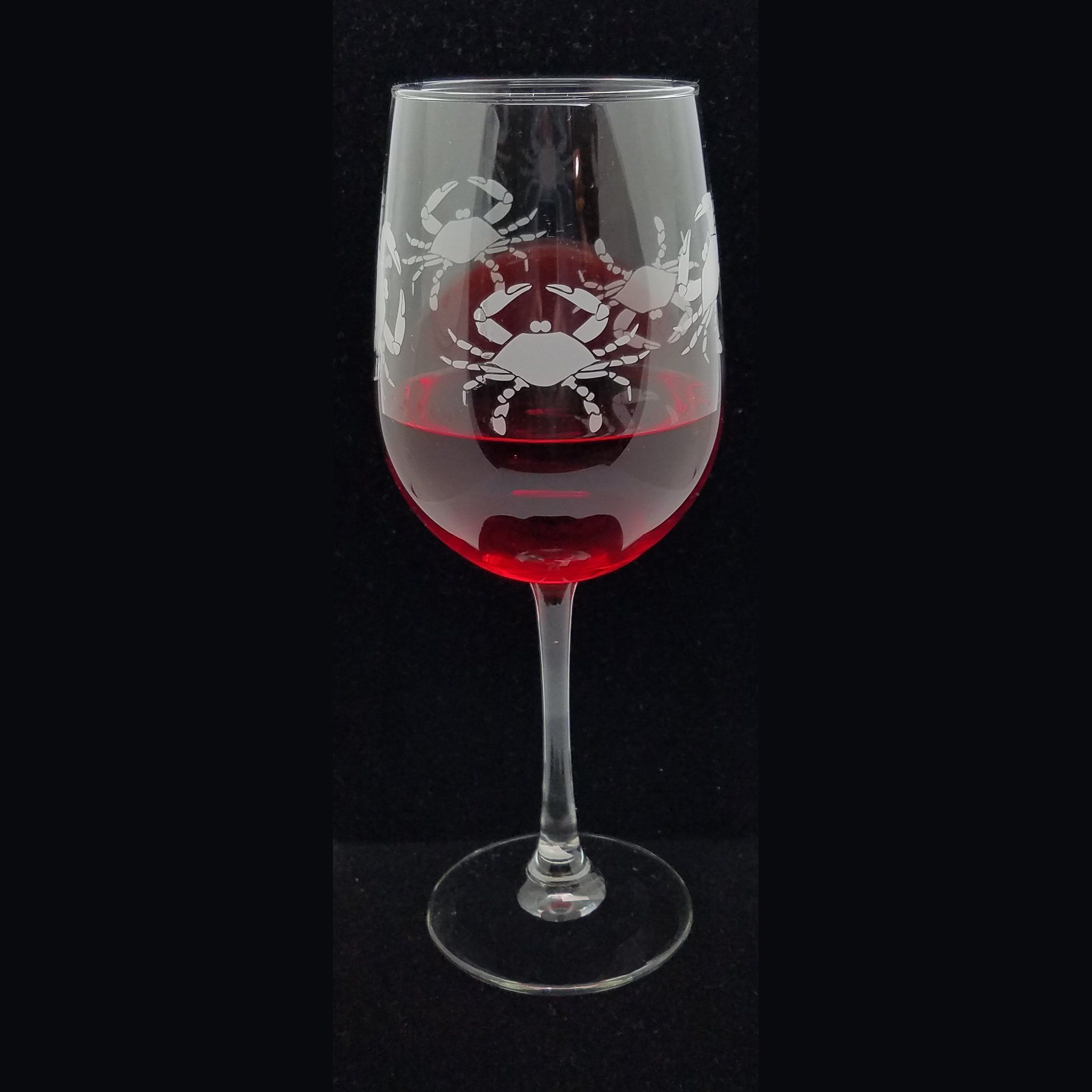 Crab Etched Pattern / Wine Glass - Route One Apparel