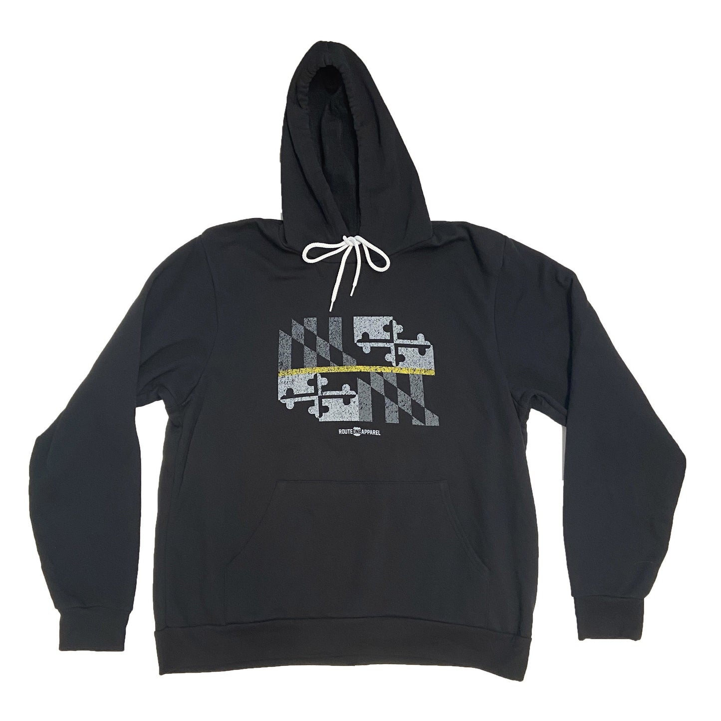 Maryland Flag Gold Line (Black) / Hoodie - Route One Apparel