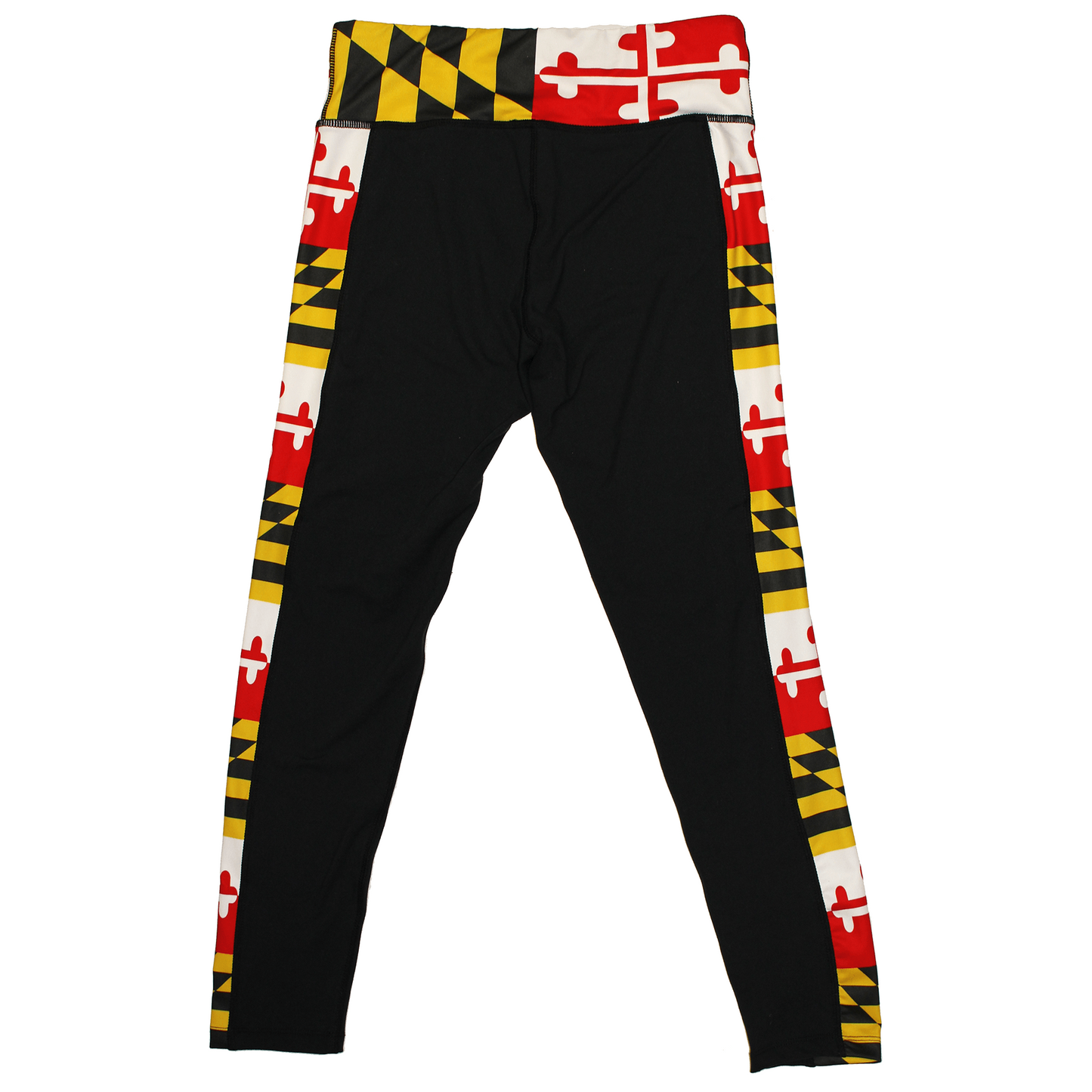 Maryland Flag Sides (Black) / Yoga Leggings - Route One Apparel