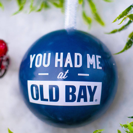 You Had Me At Old Bay (Blue) / Tin Ball Ornament - Route One Apparel